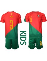 Portugalsko Pepe #3 Domácí dres pro děti MS 2022 Krátký Rukáv (+ trenýrky)